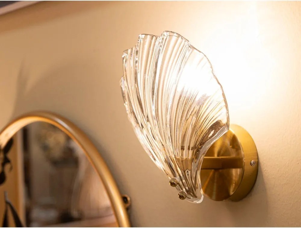 Sklenené nástenné svietidlo v zlatej farbe Da Muro Shell – Mauro Ferretti