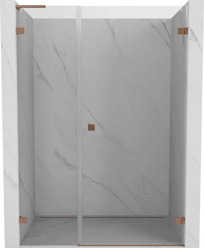Mexen Lunar-B, L Otočné pravé sprchové dvere 135 cm, 8mm číre sklo, medený matný profil, 832SL-135-050-65-00-P