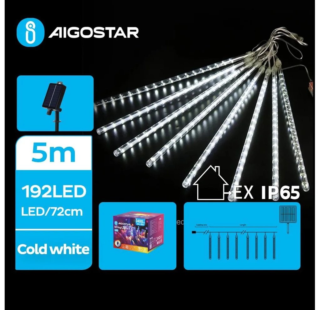 Aigostar - LED Solárna vianočná reťaz 192xLED/8m IP65 studená biela