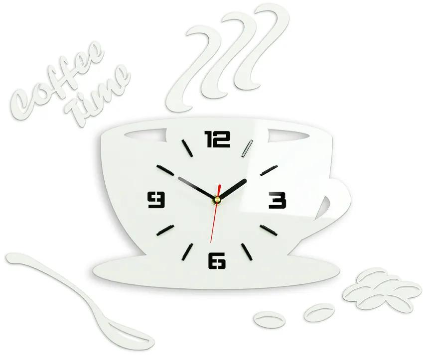 Moderné nástenné hodiny COFFE TIME 3D WHITE NH045-white