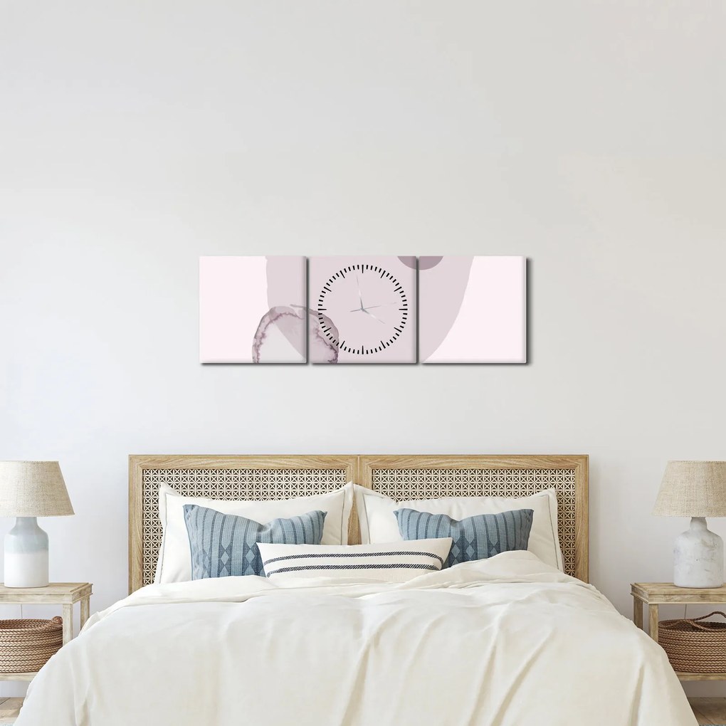 Obraz - Fialový minimalizmus N⁰2 (s hodinami) (90x30 cm)