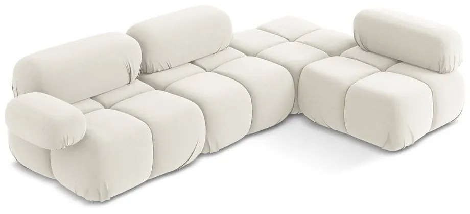 Biela zamatová modulárna rohová pohovka (pravý roh) Lokua – Makamii