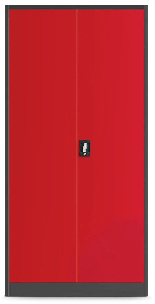 Kovová dielenská skriňa s policami BRUNO 920 x 1850 x 500 mm, antracitovo-červená