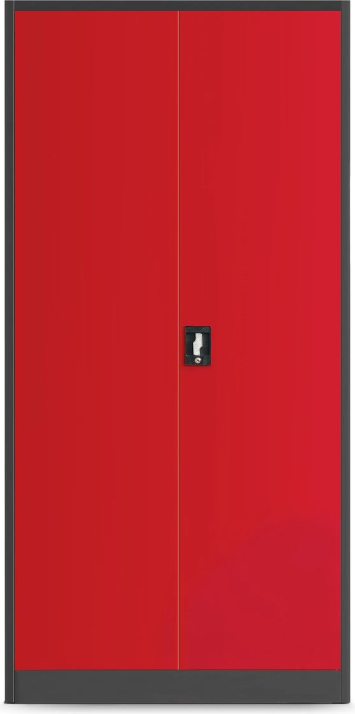 Kovová dielenská skriňa s policami BRUNO 920 x 1850 x 500 mm, antracitovo-červená