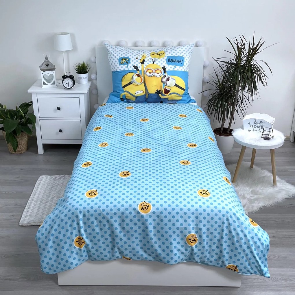 DETSKÉ OBLIEČKY Z MIKROVLÁKNA MINIONS 140X200 CM, 1 KS 70X90 CM VZOROVANÉ
