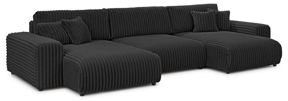 Tmavosivá menčestrová rozkladacia/s úložným priestorom rohová pohovka (do tvaru "U") Sarina – Ropez