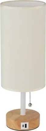 Brilagi - Stolová lampa s USB portom TABLON 1xE27/25W/230V dub/biela/krémová