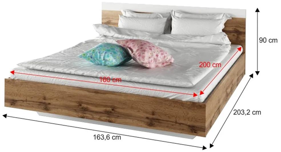 Spálňový komplet (posteľ 160x200 cm) Gaila New (dub wotan + biela). Vlastná spoľahlivá doprava až k Vám domov. 1064619