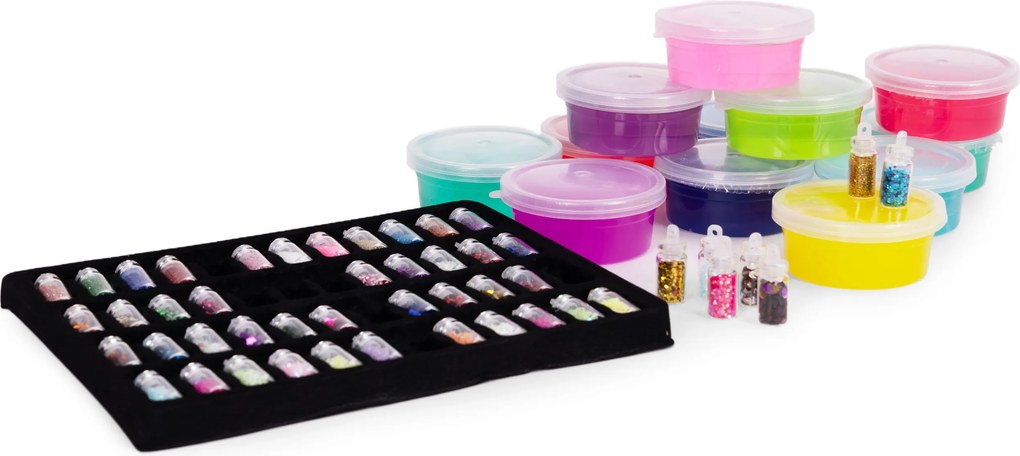 MULTISTORE Sada na výrobu SLIME pre deti, 113 dielov – 28 hotových slizov, svietiaci v tme, DIY