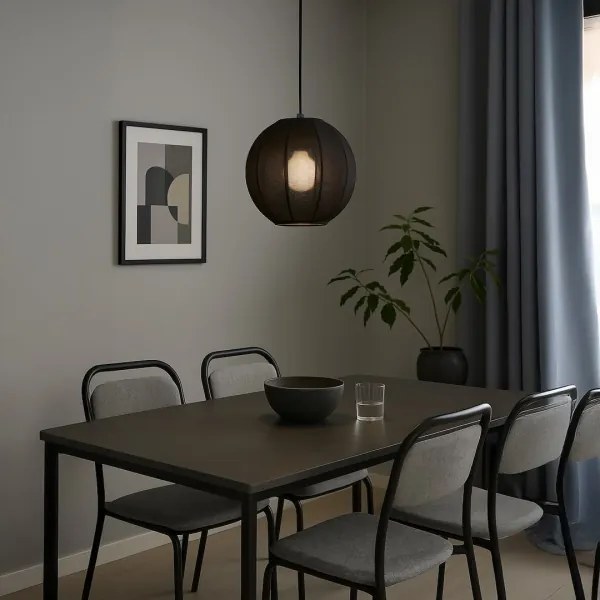 Závesný luster DANA na lankách, 1xE27/15W/230V, priemer 25 cm, čierny