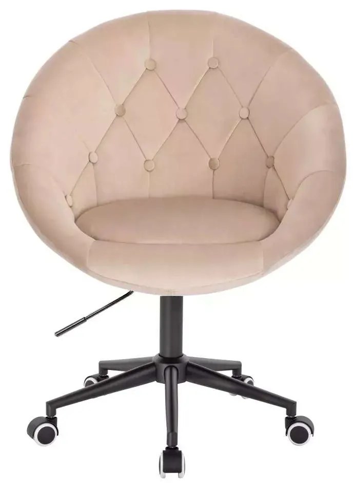 LuxuryForm DESIGN Kreslo VERA VELUR na čiernej podstave s kolieskami - latte