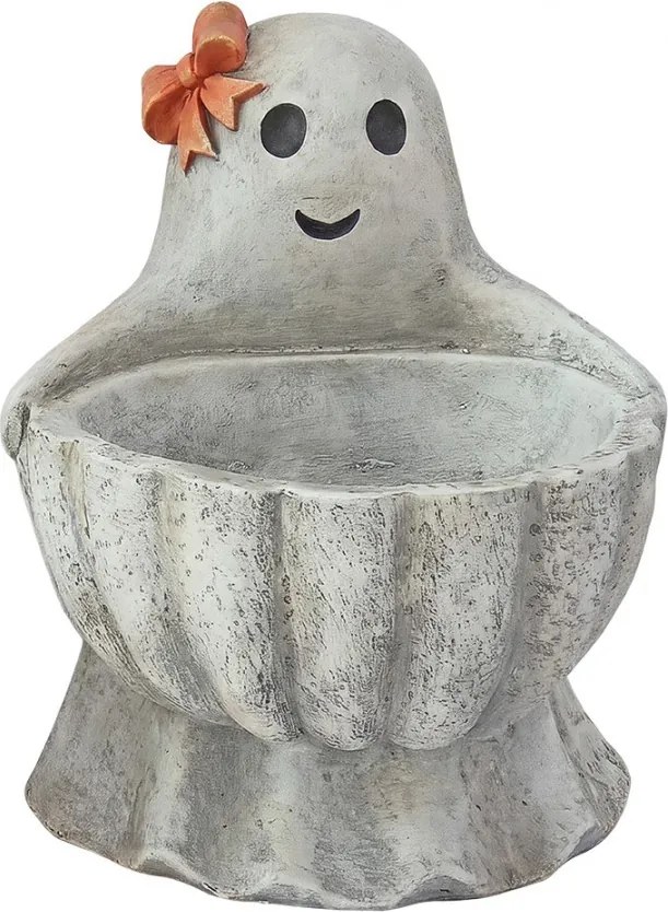 Šedá antik dekorácia kvetináč duch s tekvicou Pumpkin - 37*34*47 cm