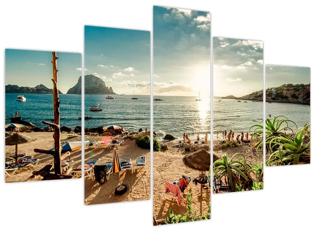 Obraz - Pláž s ľuďmi (150x105 cm)