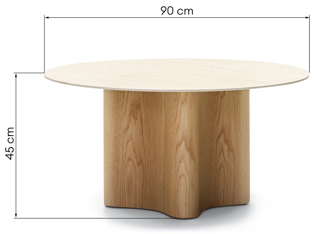 Konferenční stolek Alesund 90 cm travertin/dub přírodní