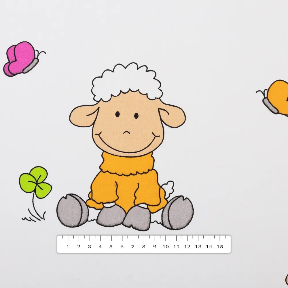 Biante Detský bavlnený záves Sandra SA-728 Veselé ovečky na bielom 150x240 cm