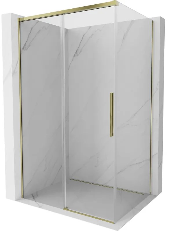 Mexen Rox, posuvný sprchový kút 140 x 90 cm, číre sklo, zlatý profil, 8C2-140-090-50-00