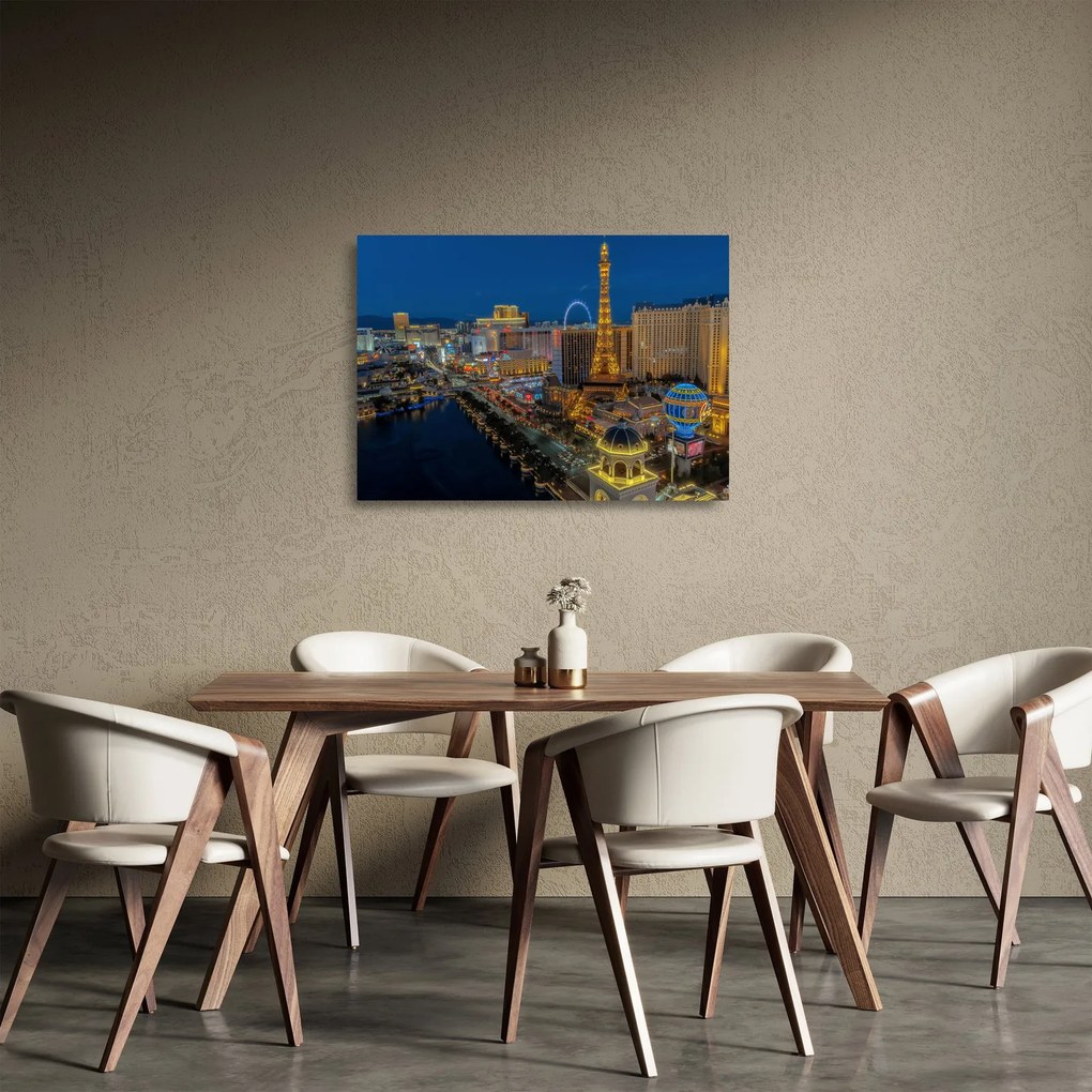 Sklenený obraz nočného Las Vegas (70x50 cm)