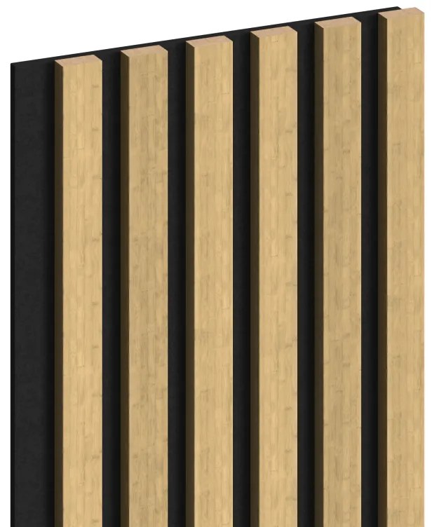 Mexen Lam-F, akustické stenové lamely 275 × 30 cm, plstený podklad 8 mm, technická dyha, bambus prírodný, S105-275307-3015-011