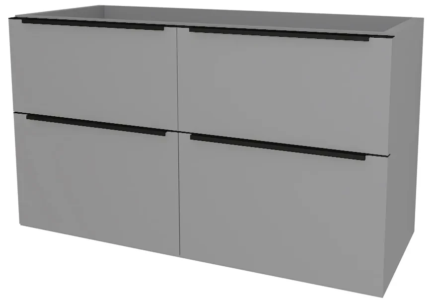 Mereo, Mereo Mailo, kúpeľňová skrinka 121 cm, čierne madlo, Multidecor, Šedá supermat, MER-CN593SBSEDA