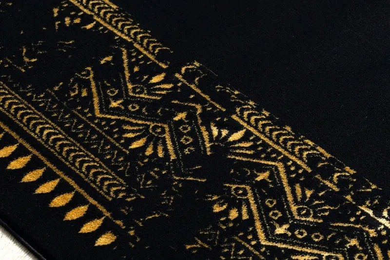 Dywany Łuszczów 200x290 cm Kusový koberec Gloss 408C 86 glamour black/gold, čierna, chodba / predsieň