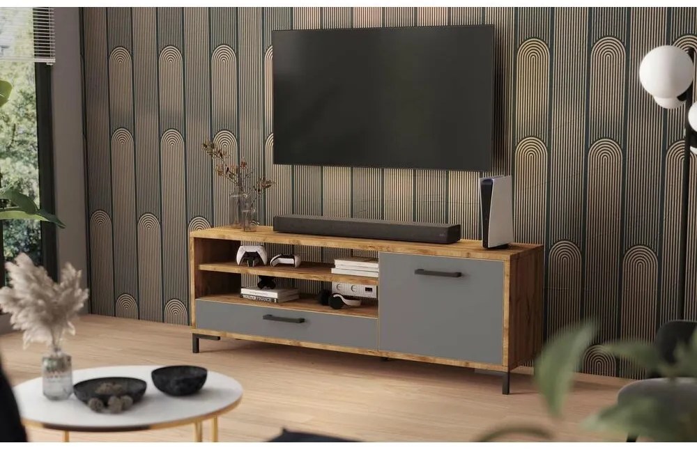 TV skrinka/stolík Cascade (dub lancaster + sivá). Vlastná spoľahlivá doprava až k Vám domov. 1098747