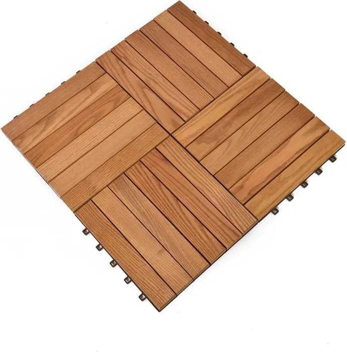 Podlahové dlaždice z jaseňového dreva v súprave 6 ks Rojaplast - Thermowood