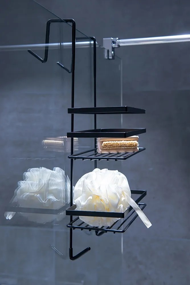 Drôtená polička 25,2x21,5x48,7 cm - čierna