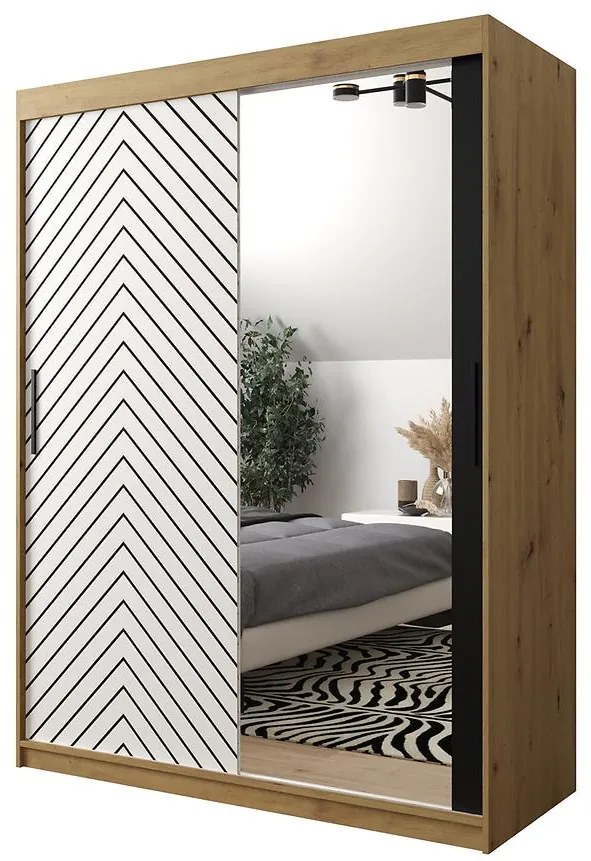 Skriňa Jodełka 2 150 dub Artisan/biely/čierna