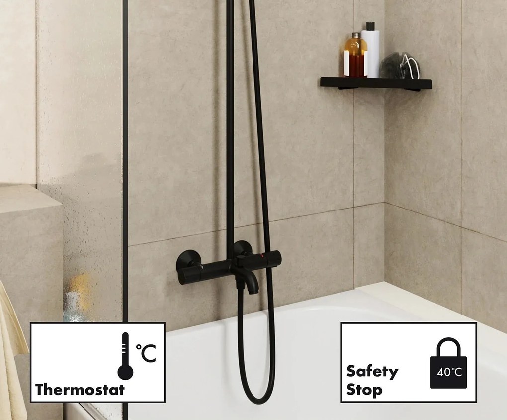 Hansgrohe Vernis Blend, Showerpipe 240 1jet s vaňovým termostatom, čierna matná, HAN-26899670