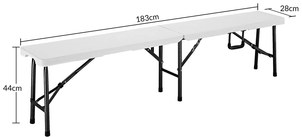InternetovaZahrada Sada 2 skladacích lavíc 180 cm - biela