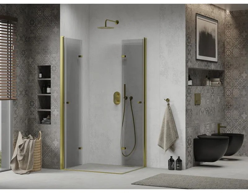 Mexen Lima Duo, sprchový kút 100 (dvere) x 90 (dvere) cm, 6mm číre sklo, zlatý profil, 856-100-090-50-00-02