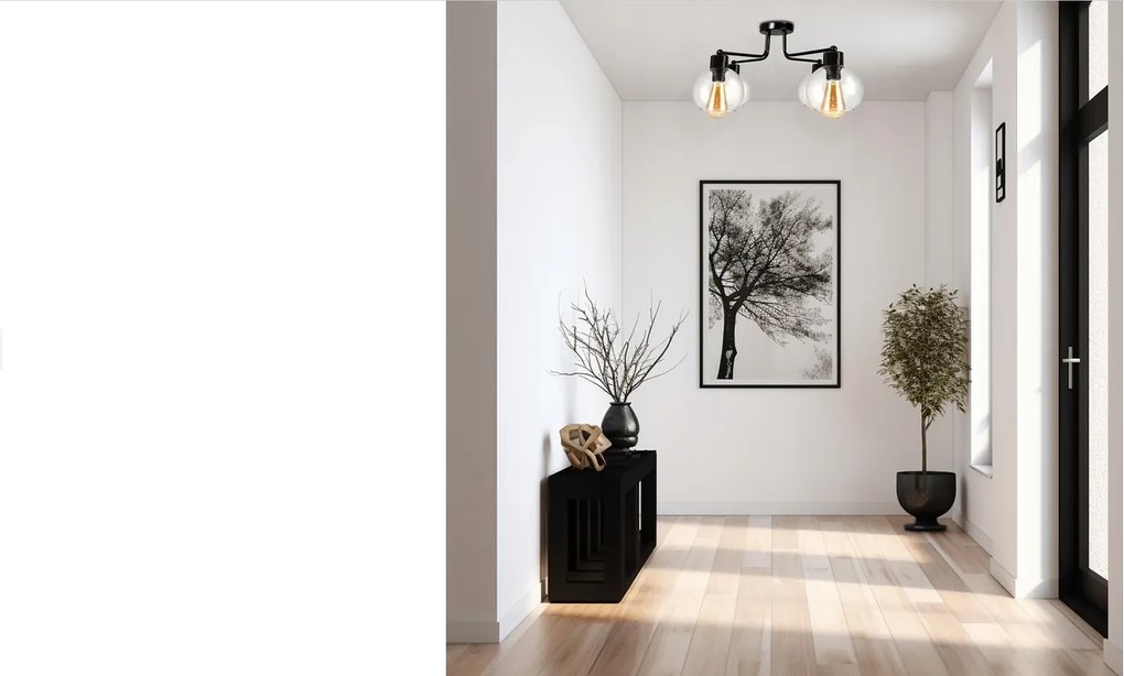 BERGE LED lustrové stropné svietidlo 4xE27 priehľadná sklenená guľa