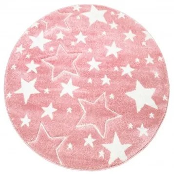 Dekorstudio Okrúhly detský koberec BEAUTY ružové hviezdy Priemer koberca: 160cm