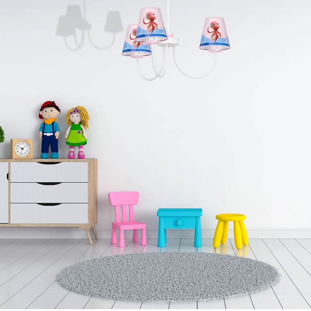 Detský luster Lola, 3x plastové tienidlo so vzorom, w/p