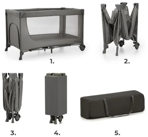 KINDERKRAFT - Cestovná postieľka JOY 2 šedá
