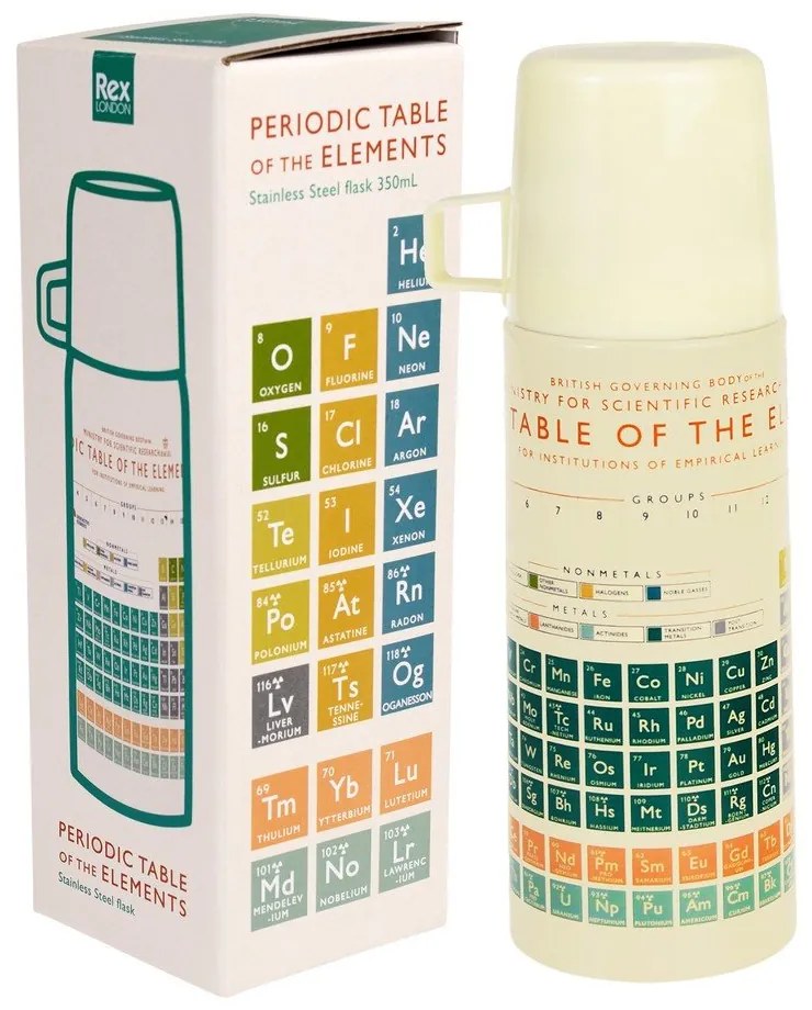 Krémová detská termoska 350 ml Periodic Table – Rex London