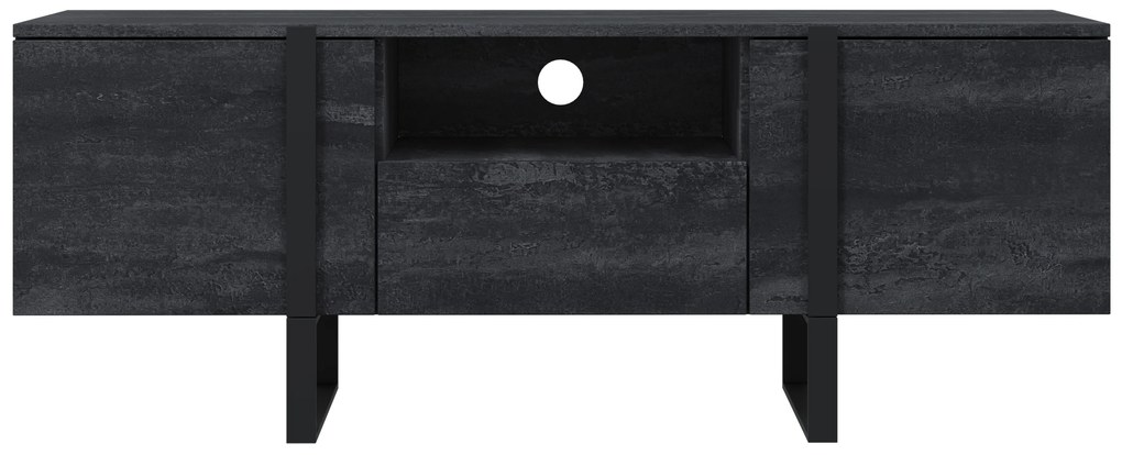 TV stolík Verica 150 cm s otvorenou policou - charcoal / čierne nožičky