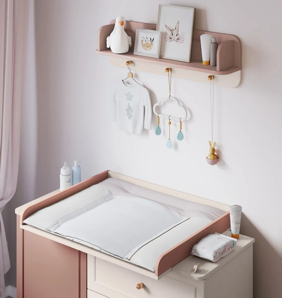 Kombinovaná komoda s prebaľovacím pultom Beauty - béžová, ružová