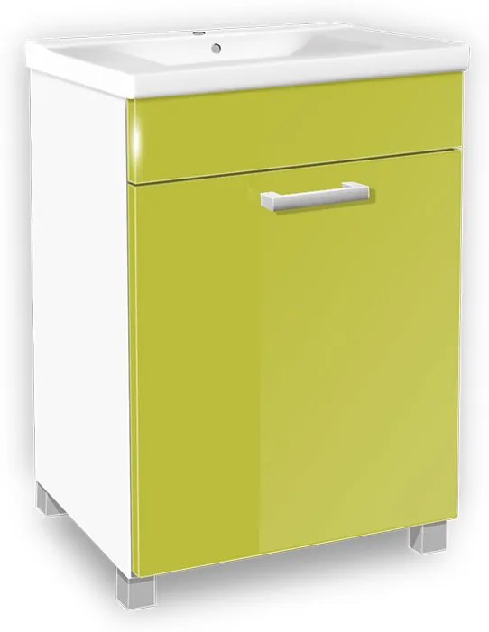 Kúpeľňová skrinka s umývadlom K27 farba korpusu: Agát, farba dvierok: Bielé lamino