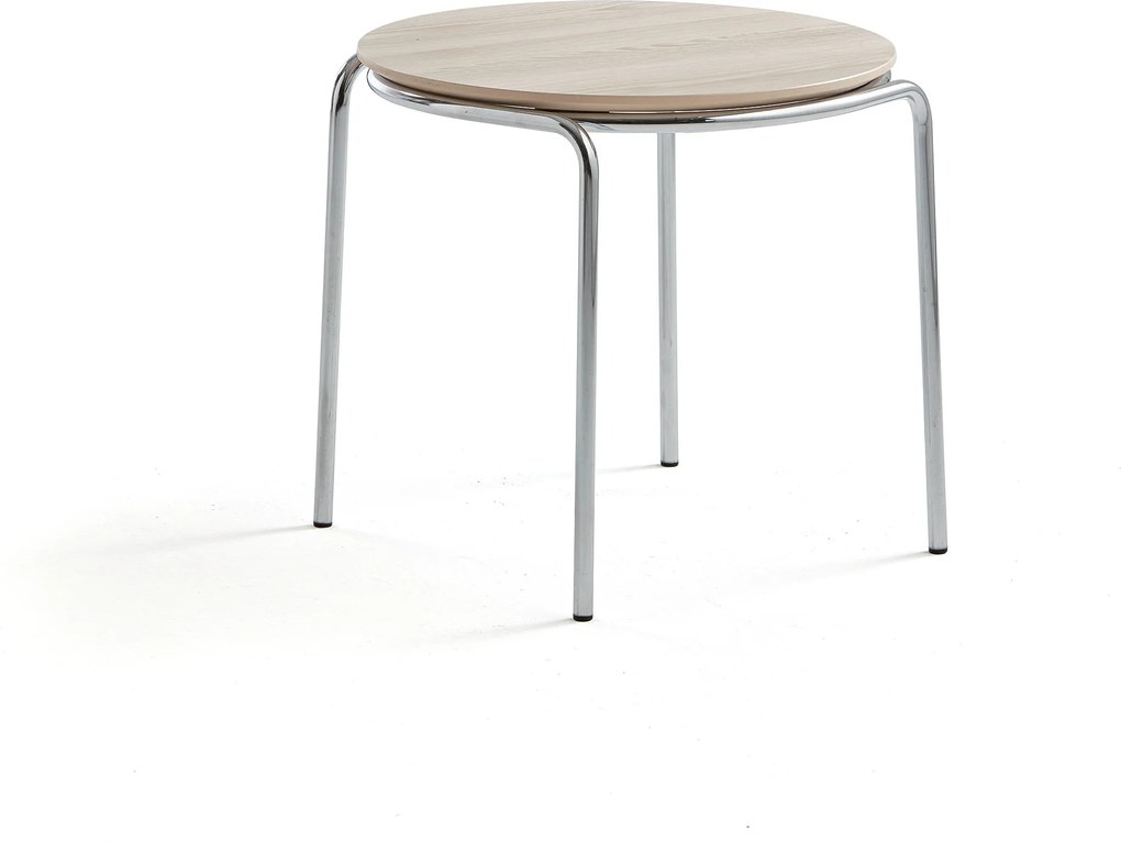 Konferenčný stolík Ashley, Ø570 x 470 mm, chróm, jaseň
