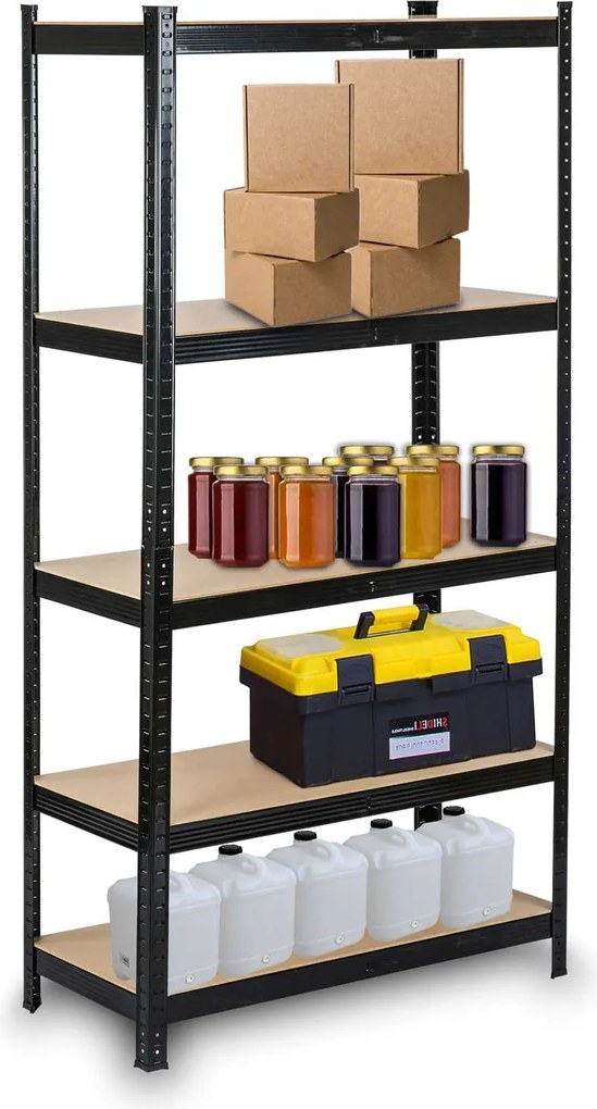 Kovový úložný regál 180 x 90 x 40 cm Humberg HR-813 čierny