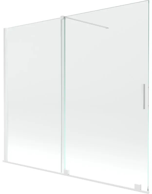 Mexen Velar vaňová zástena dvojkrídlová Posuvný 180 x 150 cm, Priehľadné, Biela - 896-180-000-01-20