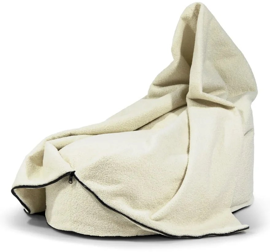 Krémový detský sedací vak z textílie buklé Cocoon 80 – SLOWDOWN