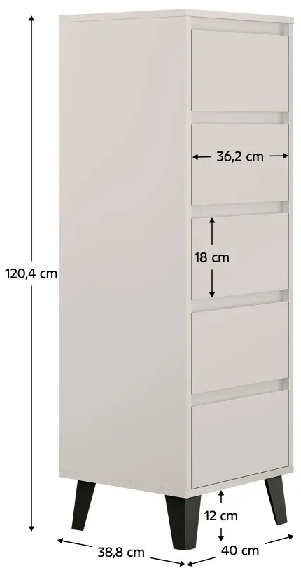 Komoda BOGAN 5S40, krémová