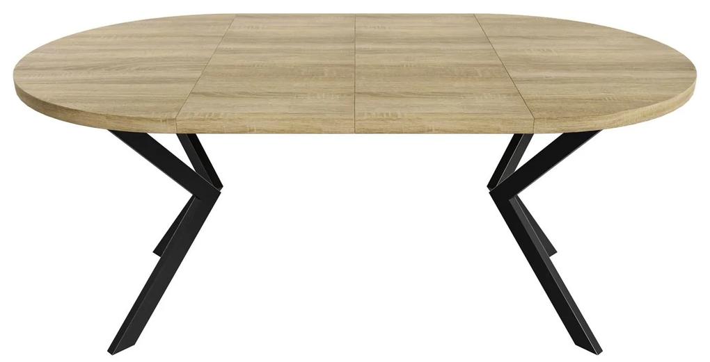 Okrúhly rozkladací jedálensky stôl MARION 100 - 176 cm tmavý betón Farba nôh: biela