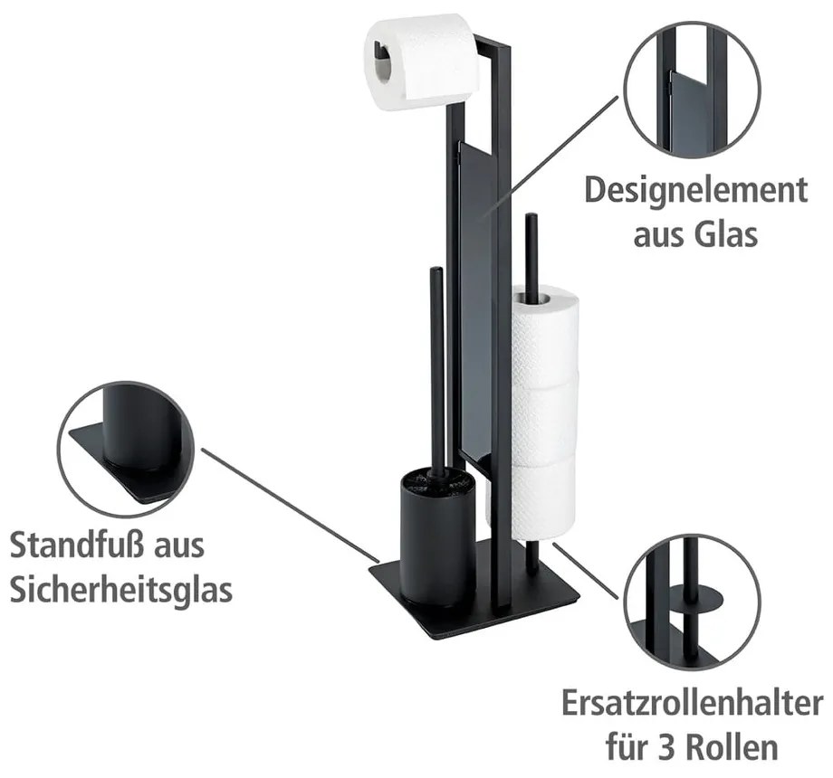 Matne čierny oceľový stojan na toaletný papier Rivalta – Wenko