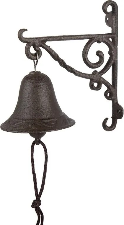 Hnedo čierny liatinový nástenný závesná zvonček - 14 * 11 * 18 cm
