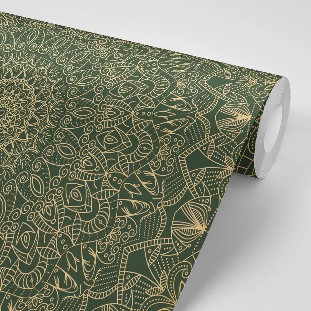 Tapeta detailná ozdobná Mandala v zelenej farbe - 150x270