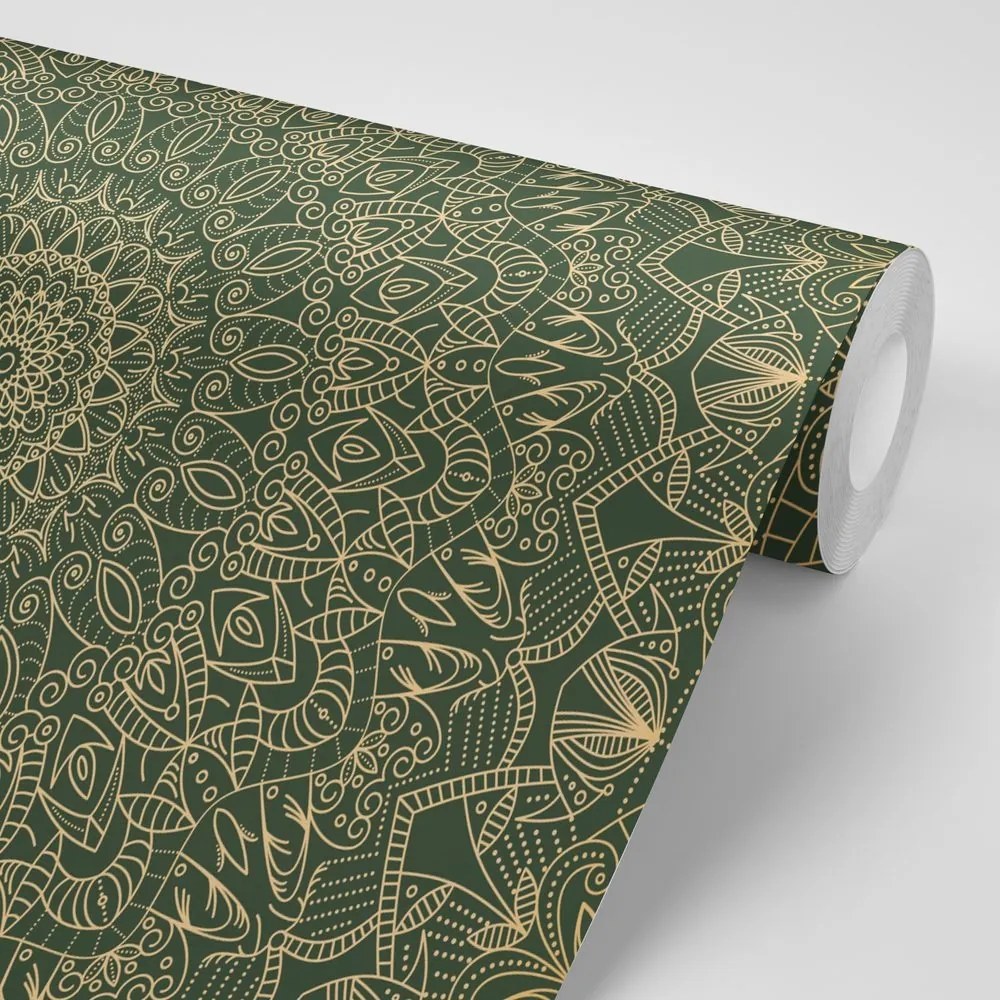 Tapeta detailná ozdobná Mandala v zelenej farbe - 375x250