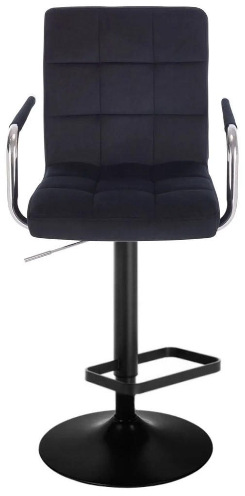 LuxuryForm Barová stolička VERONA VELUR na čiernom tanieri - čierna